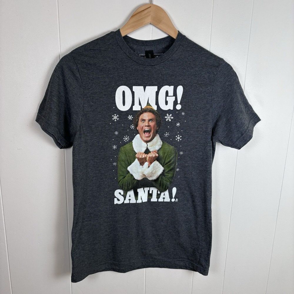 Ripple Junction Elf Movie OMG!‎ SANTA! Graphic T Shirt Size Small Gray Unisex